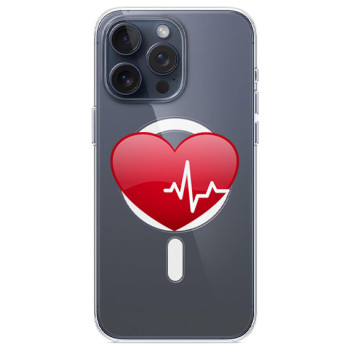 Husa personalizata Apple iPhone 15, MagSafe, The Heart Beats