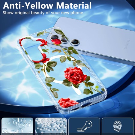 Husa pentru Samsung Galaxy S25, magnetica compatibila MagSafe, Roses, protectie completa anti soc