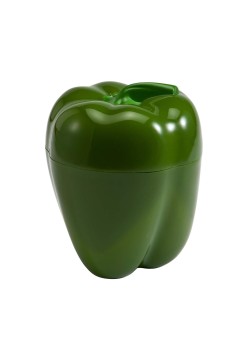 Cutie Depozitare Alimente din Plastic, Forma Ardei, 9.8x9.8x10.7 cm, Verde