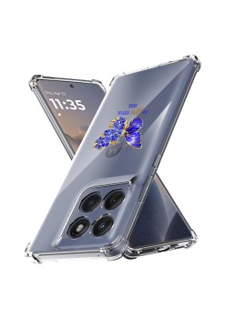 Husa Antisoc pentru Motorola Edge 60 / Edge 60 Fusion - AirBag TPU, Colțuri Ranforsate- Butterfly Albastru