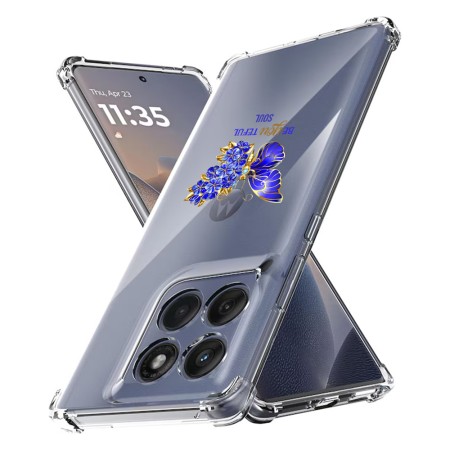 Husa Antisoc pentru Motorola Edge 60 / Edge 60 Fusion - AirBag TPU, Colțuri Ranforsate- Butterfly Albastru
