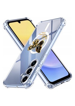 Husa Antisoc pentru Samsung Galaxy A16 - AirBag Magsafe, Colțuri Ranforsate- Butterfly Auriu 