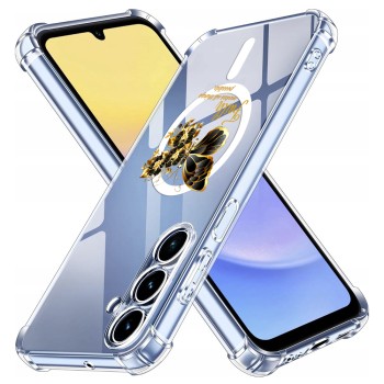 Husa Antisoc pentru Samsung Galaxy A15 - AirBag Magsafe, Colțuri Ranforsate- Butterfly Auriu 