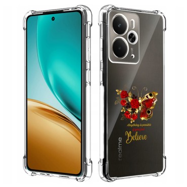 Husa Antisoc pentru Realme 14 / Realme 14T - AirBag TPU, Colțuri Ranforsate- Butterfly Rosu 