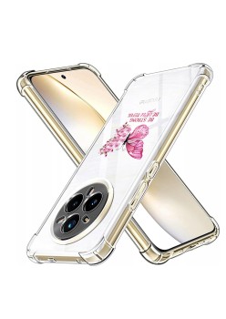 Husa Antisoc pentru Realme 14 Pro+ AirBag TPU, Colțuri Ranforsate- Butterfly Roz 
