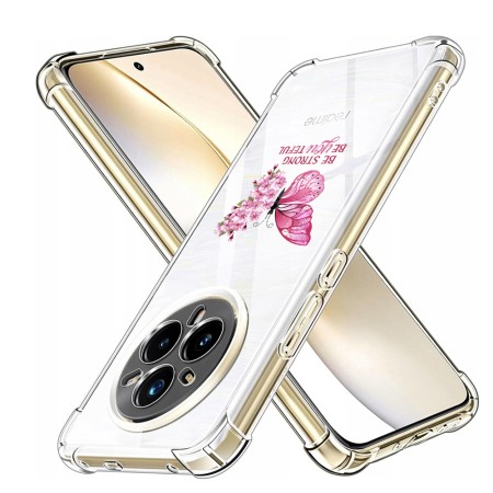 Husa Antisoc pentru Realme 14 Pro+ AirBag TPU, Colțuri Ranforsate- Butterfly Roz 