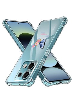 Husa Antisoc pentru Xiaomi Redmi Note 14S - AirBag TPU, Colțuri Ranforsate- Butterfly Albastru 