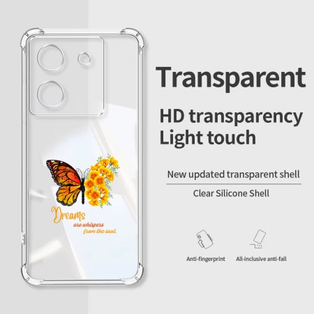 Husa Antisoc pentru Xiaomi Poco M7 Pro 5G - AirBag TPU, Colțuri Ranforsate- Butterfly Galben 