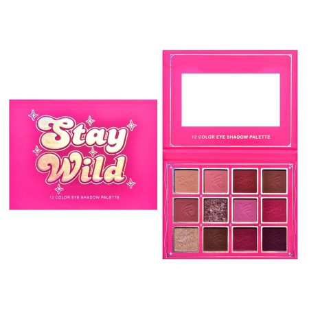Paletă Fard de Pleoape "Stay Wild", 12 Culori Mate & Sidefate, Textură Catifelată, 13.6 x 10.4 cm, Cruelty Free