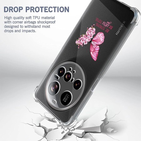 Husa Antisoc pentru Xiaomi 15 Ultra - AirBag TPU, Colțuri Ranforsate- Butterfly Roz 
