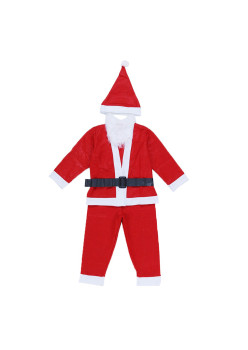 Costum Mos Craciun pentru Baiat 7-9 ani, 5 piese Polar, Rosu