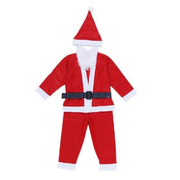 Costum Mos Craciun pentru Baiat 7-9 ani, 5 piese Polar, Rosu