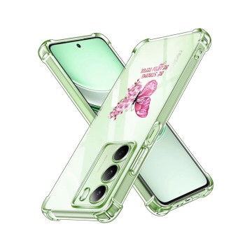Husa Antisoc pentru Realme 14x - AirBag TPU, Colțuri Ranforsate- Butterfly Roz 
