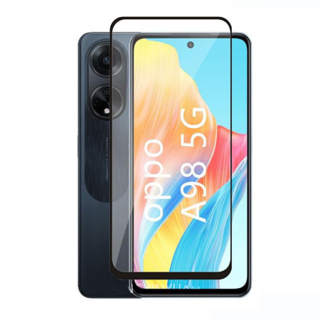 Folie de sticla compatibila Oppo A98, Case Friendly, Lipire Completa, 9H, Negru