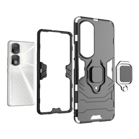 Husa Antisoc Armor compatibila Honor 90 Pro, Ring-H Defender, Inel rotativ 360 grade, Magnet suport auto incorporat, TPU si PC, Black