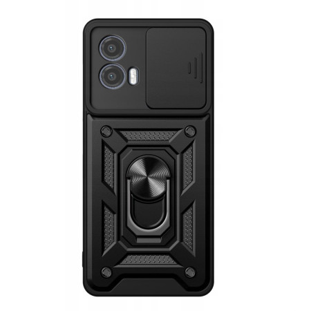 Husa telefon compatibila Motorola Moto G73, Slide & Snap Premium, Magnetic Ring Holder, Negru