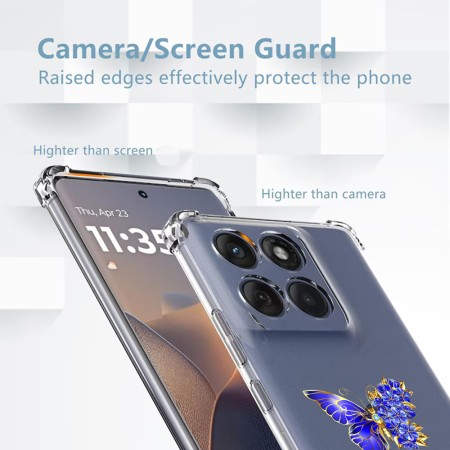 Husa Antisoc pentru Motorola Edge 60 / Edge 60 Fusion - AirBag TPU, Colțuri Ranforsate- Butterfly Albastru