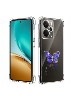Husa Antisoc pentru Realme 14 / Realme 14T AirBag TPU, Colțuri Ranforsate- Butterfly Albastru