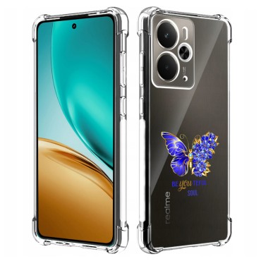 Husa Antisoc pentru Realme 14 / Realme 14T AirBag TPU, Colțuri Ranforsate- Butterfly Albastru