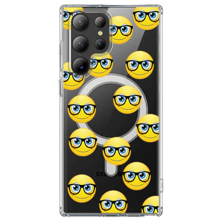 Husa personalizata pentru Samsung Galaxy S24 Ultra, MagSafe Atasare Magnetica, Fata Zambitoare cu Ochelari 