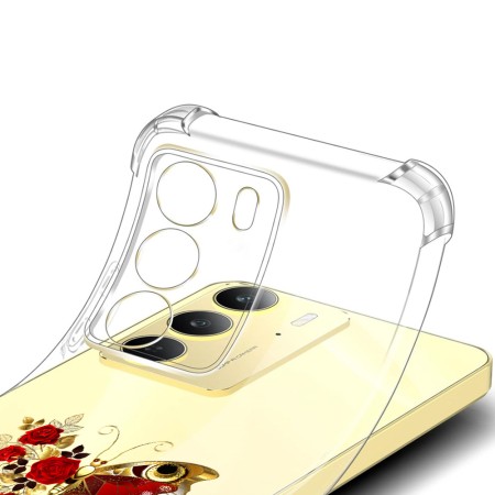 Husa Antisoc pentru Realme 14x - AirBag TPU, Colțuri Ranforsate- Butterfly Rosu 