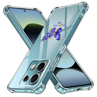 Husa Antisoc pentru Xiaomi Redmi Note 14S AirBag TPU, Colțuri Ranforsate- Butterfly Albastru