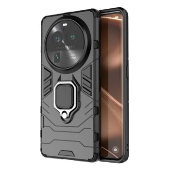 Husa Antisoc Armor compatibila Oppo Find X6 Pro, Ring-H Defender, Inel rotativ 360 grade, Magnet suport auto incorporat, TPU si PC, Black