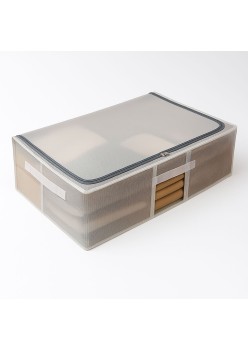 Cutie Depozitare Sub Pat, 80x47x24 cm, Transparenta, cu Manere si Fermoar, Organizator Haine si Lenjerii