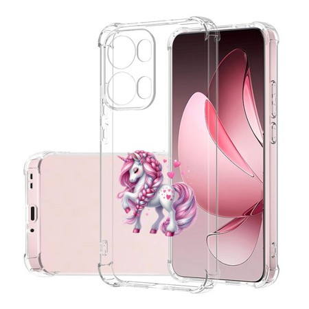 Husa Antisoc pentru Oppo Reno13 Pro, AirBag, Pink Unicorn, Clear 