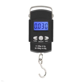 Cantar Digital de Mana, Capacitate 50 kg, Metru Incorporat, 20.5 x 6 x 2.5 cm, Negru