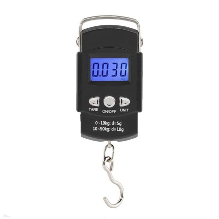 Cantar Digital de Mana, Capacitate 50 kg, Metru Incorporat, 20.5 x 6 x 2.5 cm, Negru