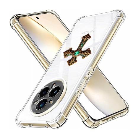 Husa Antisoc pentru Realme 14 Pro+,  AirBag TPU, Colțuri Ranforsate - Cross Smarald