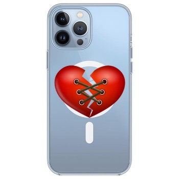 Husa personalizata Apple iPhone 15 Pro Max, MagSafe, Stitched Heart
