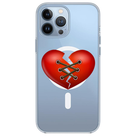Husa personalizata Apple iPhone 15 Pro Max, MagSafe, Stitched Heart