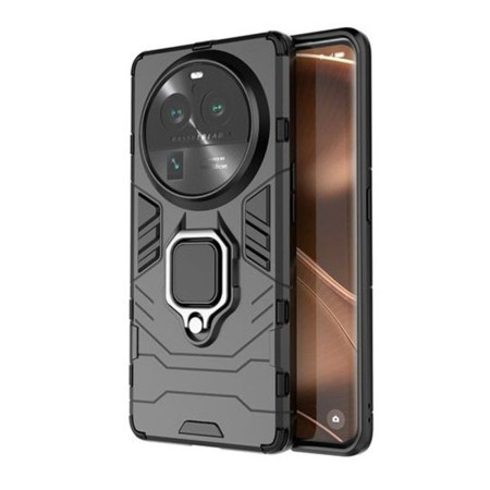 Husa Antisoc Armor compatibila Oppo Find X6, Ring-H Defender, Inel rotativ 360 grade, Magnet suport auto incorporat, TPU si PC, Black