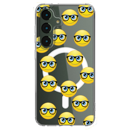 Husa personalizata pentru Samsung Galaxy S24, MagSafe Atasare Magnetica, Fata Zambitoare cu Ochelari 