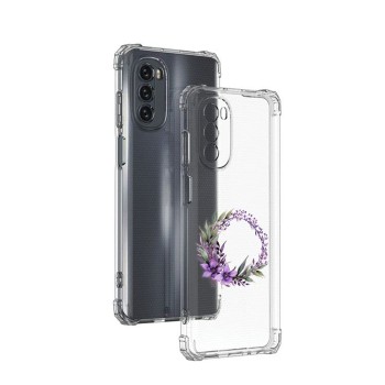 Husa Antisoc pentru Motorola Moto G62, AirBag, Pink wreath 10, Clear 