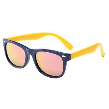 Ochelari de Soare pentru Copii cu protectie UV, Lentile Polarizate PC (D802), Patrati, 3-12 ani, Albastru inchis