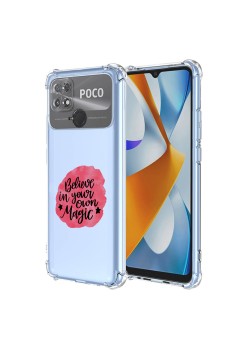 Husa Antisoc pentru Xiaomi Poco C40, AirBag PRO, Clear, Belive in Your Own Magic