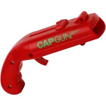 Deschizator Sticle Tip Pistol cu Tragaci, Lansator Capac, Plastic ABS, 13x6x3.7 cm, Rosu