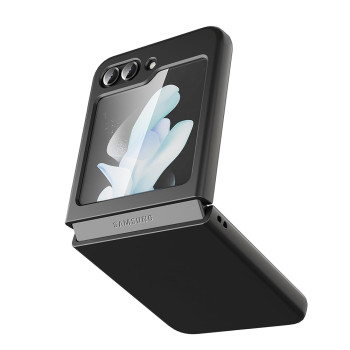 Husa 360 compatibila Samsung Galaxy Z Flip 5, Fata Spate si Folie Protectie Inclusa, Black