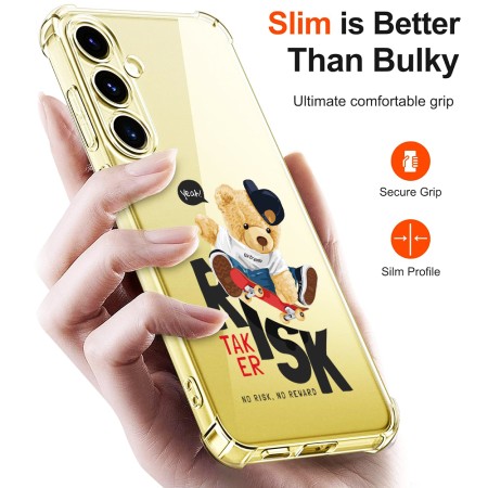 Husa Antisoc pentru Samsung Galaxy S25 Plus, AirBag PRO, Clear, Risk Taker