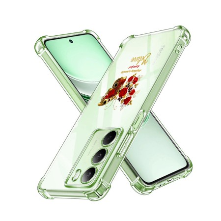 Husa Antisoc pentru Realme 14x - AirBag TPU, Colțuri Ranforsate- Butterfly Rosu 