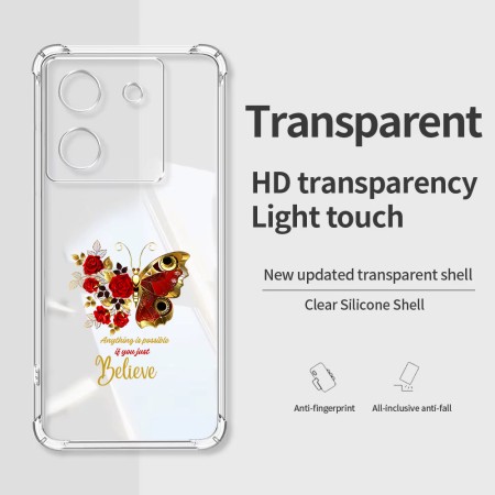 Husa Antisoc pentru Xiaomi Poco M7 Pro 5G - AirBag TPU, Colțuri Ranforsate- Butterfly Rosu 
