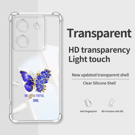 Husa Antisoc pentru Xiaomi Poco M7 Pro 5G AirBag TPU, Colțuri Ranforsate- Butterfly Albastru