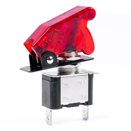 Comutator / intrerupator iluminat cu protectie, destinatie auto, moto, ATV, SSV, Off-Road, tensiune 12V - 24V, Rosu