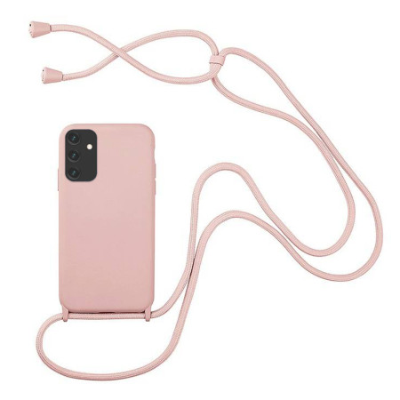 Husa compatibila cu Samsung Galaxy A13 5G, Strap, Cu Snur prindere gat regrabil, Camera Protect, Antishock, Nude Pink