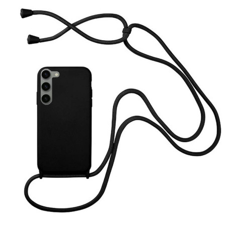 Husa compatibila cu Samsung Galaxy S23 Plus, Strap, Cu Snur prindere gat regrabil, Camera Protect, Antishock, Negru