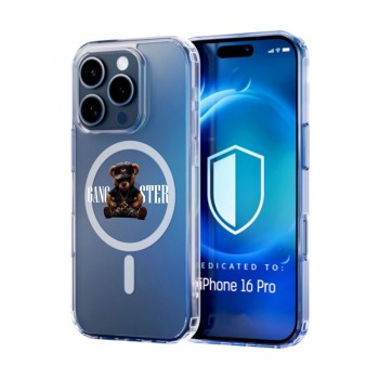 Husa pentru Iphone 16 Pro Max, Atasare Magnetica, MagSafe, Gangster, Clear