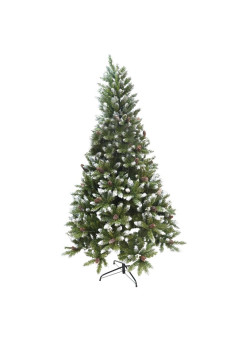 Brad Artificial Pulverizat alb-tip zapada bogat de Craciun, 2.10 m inaltime, Interior/ Exterior, 1266 ramuri, Verde